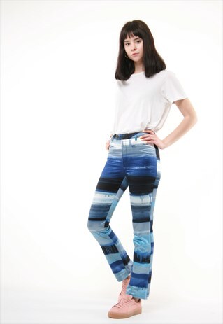 90S VINTAGE MOSCHINO HIGH WAISTED SEA PRINT TROUSERS 753