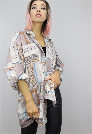 VINTAGE 80S/90S OVERSIZED PATTERNED SHIRT