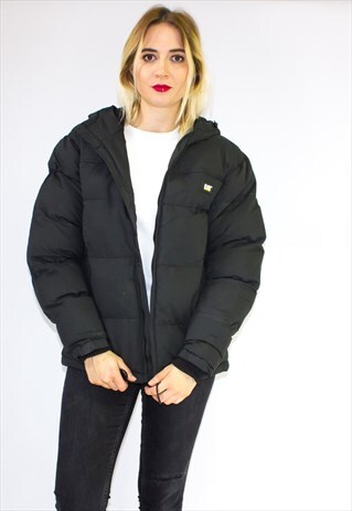 RETRO BLACK 90'S CATERPILLAR PUFFER JACKET SIZE MEDIUM