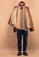 VINTAGE 90'S MEN FAUX SHEEPSKIN JACKET IN BROWN