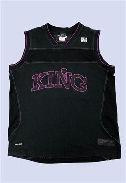 Black Purple 'Kings' Cotton Sleeveless Basketball Vest Top
