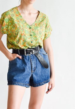Vintage 70s Boxy Floral Top with Button Up Front