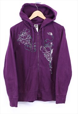 Vintage The North Face Hoodie Purple Zip Up With Patterns 