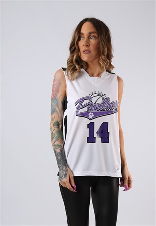 VINTAGE BASKETBALL JERSEY VEST TOP PANTHERS UK 10 (FACJ)