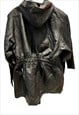 BRIT POP 70S 90S BLACK LEATHER PARKA COAT 