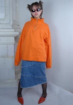 Vintage y2k rave cool bright 1/4 zippy unisex jumper orange