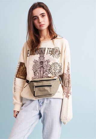 VINTAGE 90'S RETRO KHAKI GRUNGE BUMBAG