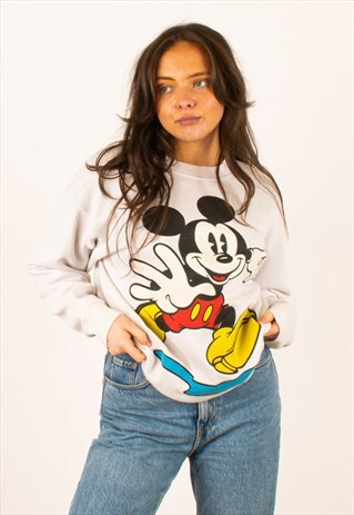 VINTAGE 90S WHITE MICKEY CO CREWNECK SWEATSHIRT LARGE