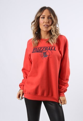 SWEATSHIRT JUMPER OVERSIZED BASEBALL LOGO PRINT UK 14 (C8CS)