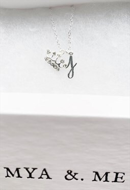 J Crown Initial Anklet 925 Sterling Silver