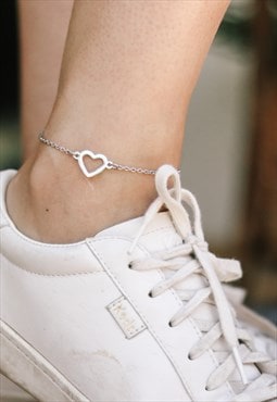 Silver heart anklet chain ankle bracelet waterproof gift