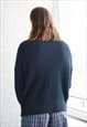 VINTAGE BLUE KNITTED HIGH COLLAR JUMPER