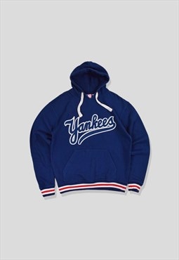 Vintage Majestic New York Yankees Embroidered Hoodie in Navy
