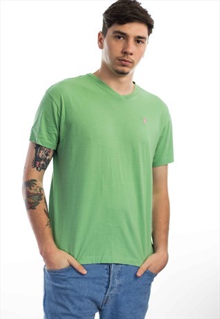VINTAGE POLO RALPH LAUREN LOGO T-SHIRT 90S S 5.2