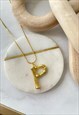 Gold Letter Initial 'P' Bamboo pendant Charm Necklace