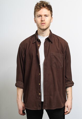VINTAGE CORDUROY CORD SHIRT BROWN