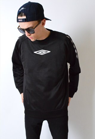 VINTAGE 90S BLACK UMBRO MINIMALIST SPORTS SWEATSHIRT JUMPER
