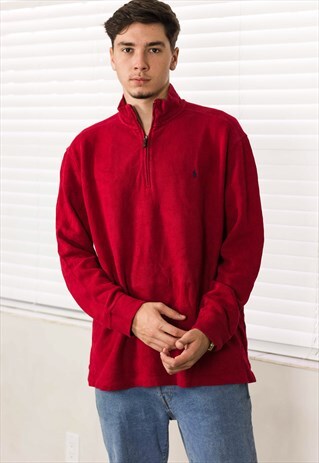 VINTAGE POLO RALPH LAUREN 1/4 ZIP JUMPER SWEATSHIRT L 21.3