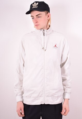 JORDAN MENS VINTAGE TRACKSUIT TOP JACKET MEDIUM WHITE 90S