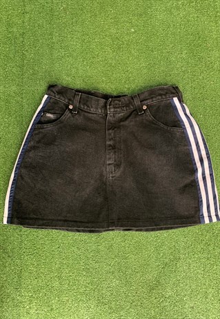 VINTAGE LEE REWORKED MINI SKIRT BLACK DENIM