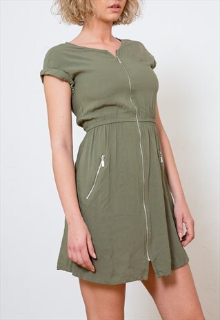 KHAKY MINI DRESS W METALIC DETAILS