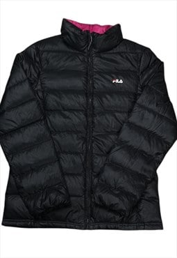 Fila Lightweight Puffer Jacket In Black Size UK 10