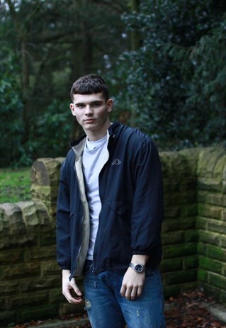 VINTAGE BLACK KAPPA REVERSIBLE FLEECE LINED JACKET