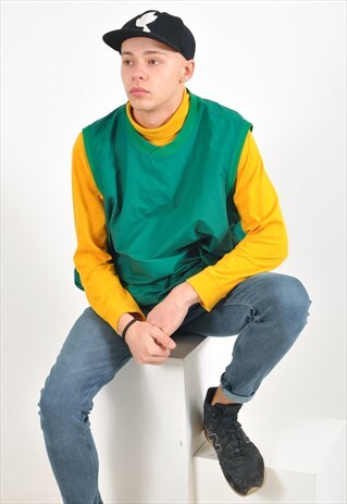 VINTAGE OVERHEAD SHELL VEST IN GREEN