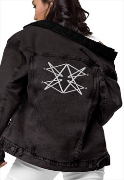 DNA Black washed sherpa jacket with embroidery 