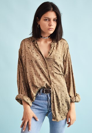 90'S RETRO FESTIVAL SHIMMER OVERSIZED SHIRT TOP