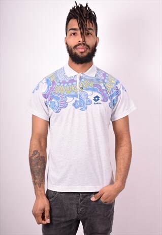 LOTTO MENS VINTAGE POLO SHIRT MEDIUM GREY 90S
