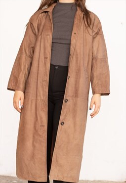 Vintage  Leather Jacket Ssatori long in Brown L