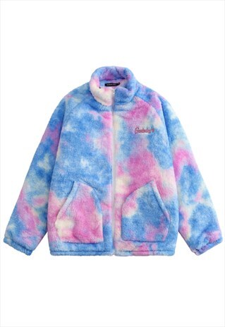 KALODIS TRENDY TIE-DYE STAND-UP COLLAR FLEECE