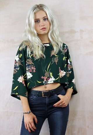 FAB FERN PRINT RAGLAN BOX TOP