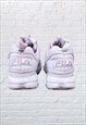 VINTAGE FILA DISRUPTOR WHITE PINK LEATHER TRAINERS UK 3