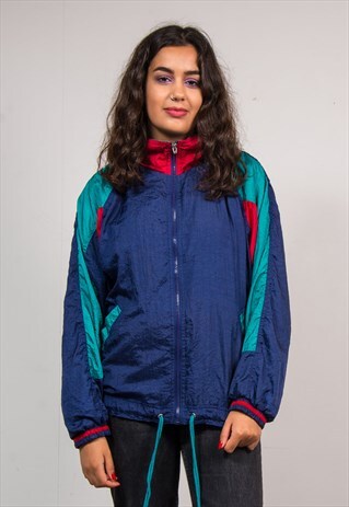 VINTAGE 90'S FESTIVAL COLOURBLOCK SHELL TRACKSUIT JACKET TO