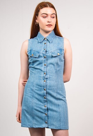 VINTAGE 90'S LIGHT BLUE DENIM MINI DRESS