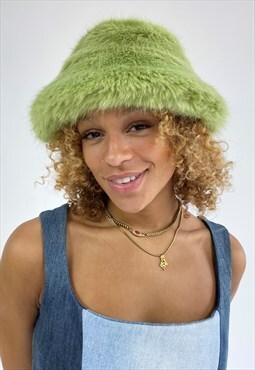 Pistachio Green Faux Fur Hat