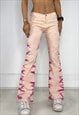 VINTAGE 90S TROUSERS FLARE LOW RISE PRINTED BOOTCUT BLEACHED
