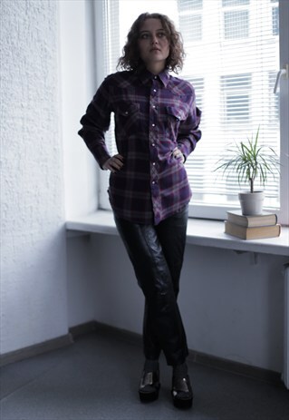 VINTAGE 90'S MULTI COLOUR CHECKED LONG SLEEVE COTTON SHIRT