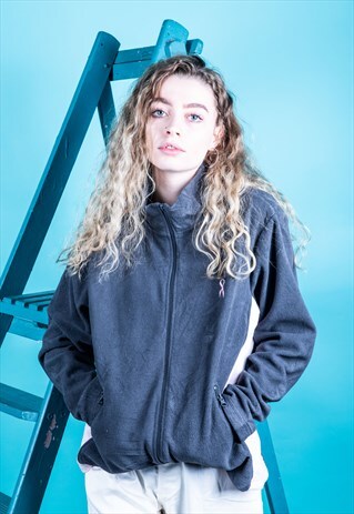 VINTAGE FLEECE IN GREY WITH BREAST CANCER EMBROIDERY