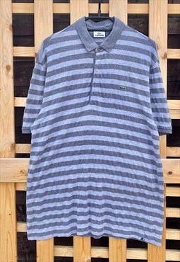 Lacoste grey striped polo shirt large 