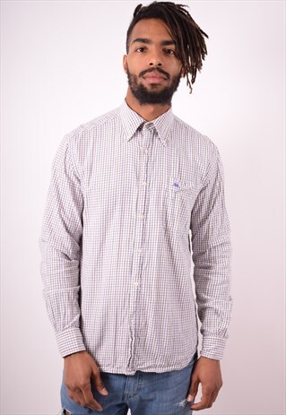 KAPPA MENS VINTAGE SHIRT MEDIUM WHITE CHECK 90S