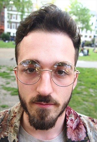ROSE GOLD UNISEX CLEAR CIRCLE LENS GLASSES