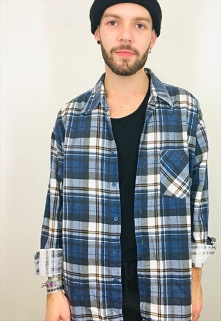 VINTAGE BLUE CHECK FLANNEL SHIRT