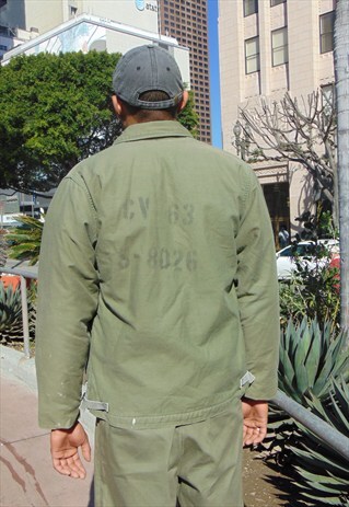 90S SKATER GRUNGE MILITARY NUBBY LINED GREEN JACKET MEDIUM