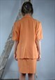 VINTAGE 80'S SUMMER LIGHT SKIRT SUIT BLAZER SET IN ORANGE 