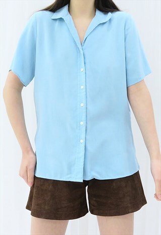 90s Vintage Light Blue Shirt (Size M)