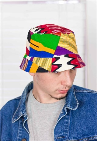 VINTAGE REVERSIBLE COLORED BUCKET HAT 90S ONE SIZE 1.6