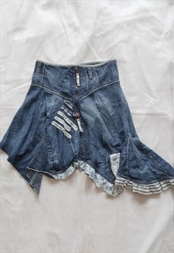 MFG Asymmetrical Denim Mini Skirt